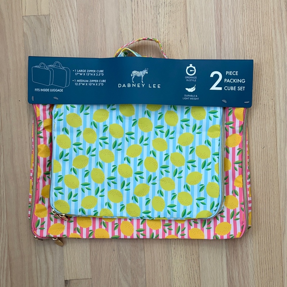 Dabney Lee Lemon Stripe Packing Cube Set in Yellow, Blue & Pink